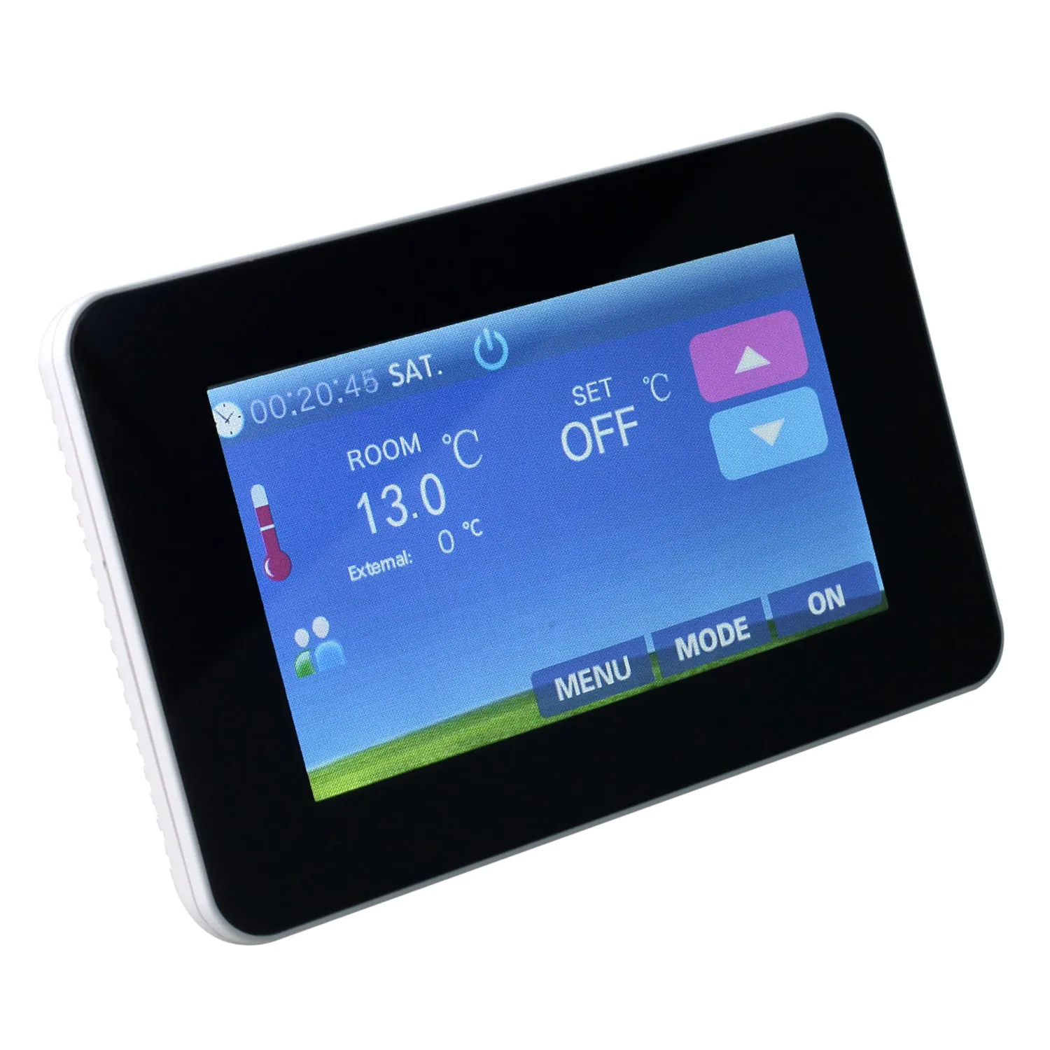 

Odb1 Colour Touch Screen Thermostat Underfloor Heating Room Thermostat 16A Glass Panel