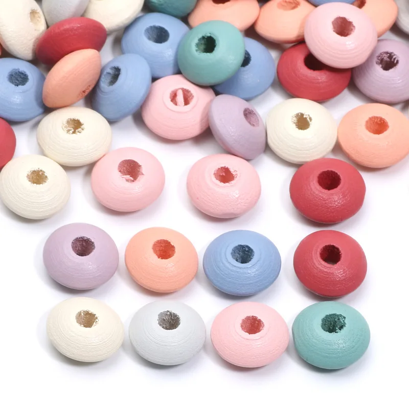 100/200pcs 8/12mm Abacus Shape Natural Wood Beads Flat Round Wooden Spacer Beads For Jewelry Making Diy Bracelet Necklace Craft