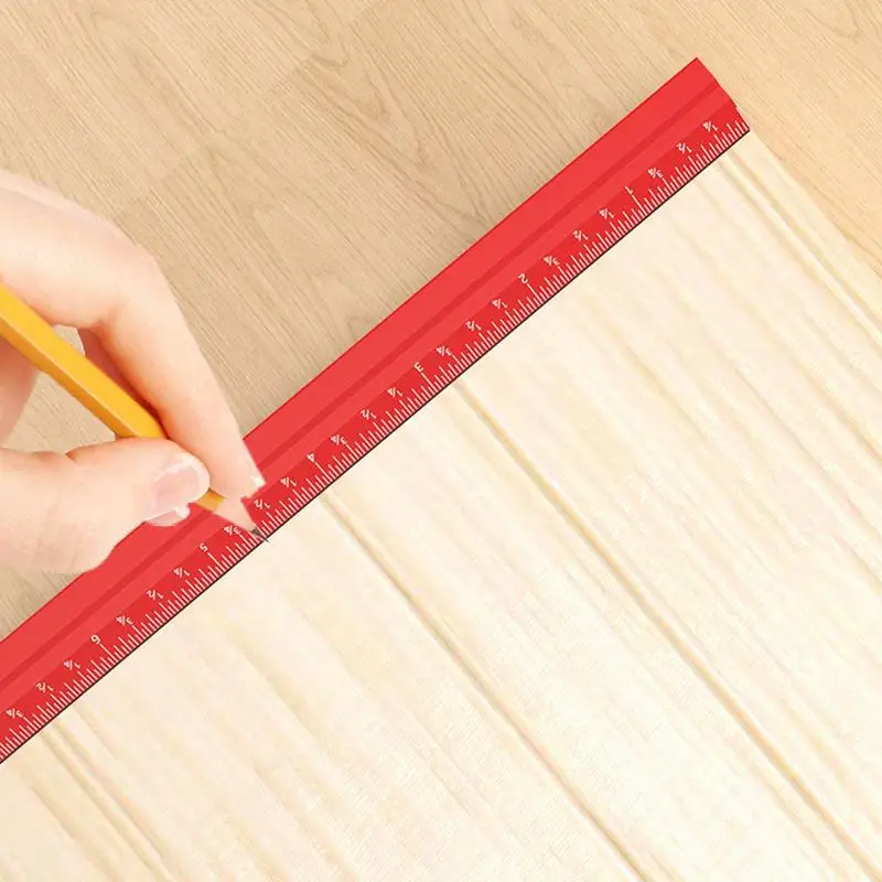 Woodworking Scribing Ruler Aluminum Woodworking Pocket Ruler 12 Inch Precision V-shaped Edge Ruler Scribing Measuring Tools For