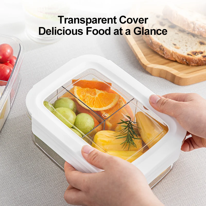 Salad Lunch Box Portable Visibility Sealed Food Storage Contaniner School Office Three Compartment Transparent Picnic Bento BOX