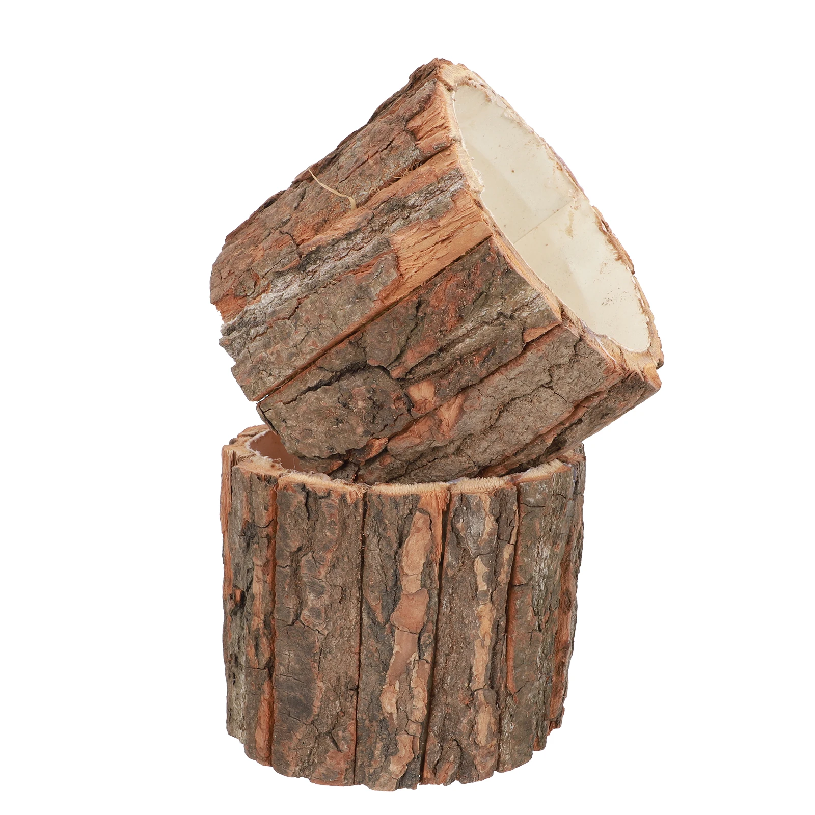 

2 Pcs Bucket Vases 10cm Wood Bark Natural Style Home Flower Arrangement Bucket Decoration Floral Arrangement Wooden Pot