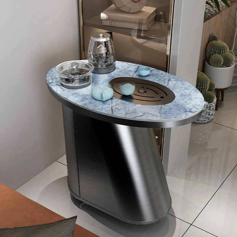 

ZK luxury stone rock slab tea table light luxury minimalist tea table chair combination balcony kung fu bubble movable tea cart