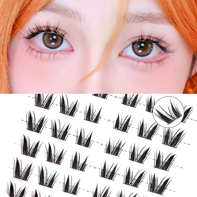 10 行 60 クラスター自己粘着まつげクラスターまつげ接着剤なし個別まつげソフトまつげクラスター再利用可能