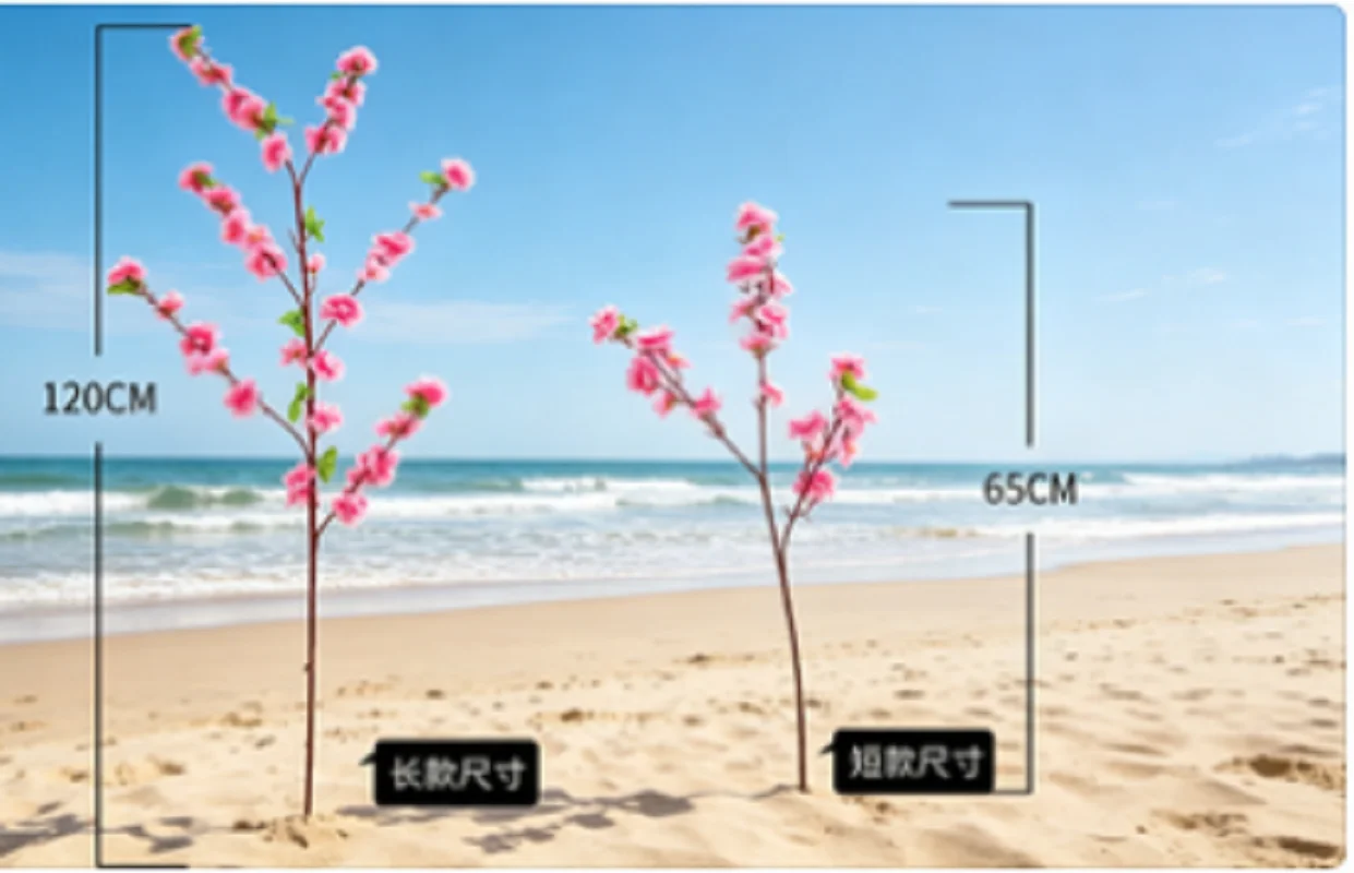 100pcs Artificial Peach Blossom Plastic Flowers Simulation Floor Vase Arrangement Landscape Tree Trunk Wedding Decor