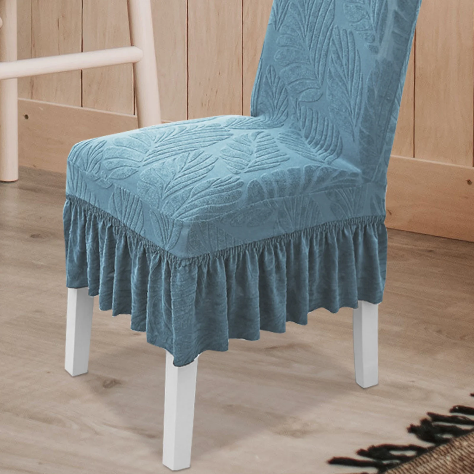 

Elastic Chair Cover Polyester High Back Dining Living Table Child Dinning Protector Stretch Leaf Pattern Suitable Kitchen