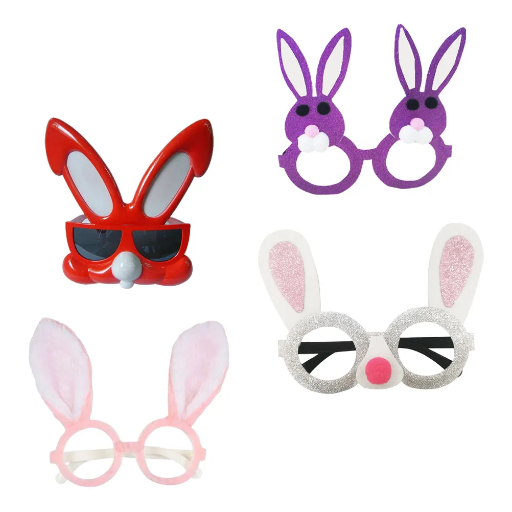 

4Pcs Easter Rabbit Party Eyeglasses Cartoon Fun Design Lightweight Frame Prop Creative Festival Costume Photography Supplies