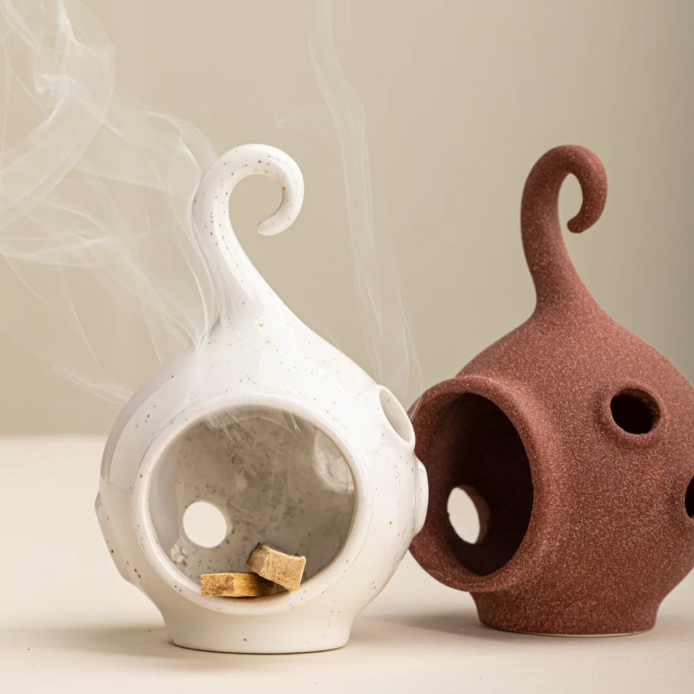 

Ceramic Nordic Incense Burner Minimalist Palo Santo Holder for Aromatherapy Meditation Zen Home Decor Accent Unique Gift Idea