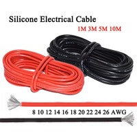 1m 3m 5m 10m Super Soft Silicone Cable 8 10 12 14 16 18 20 22 24 26 AWG Electrical Wire Red Black Heat-Resistant For Battery Car