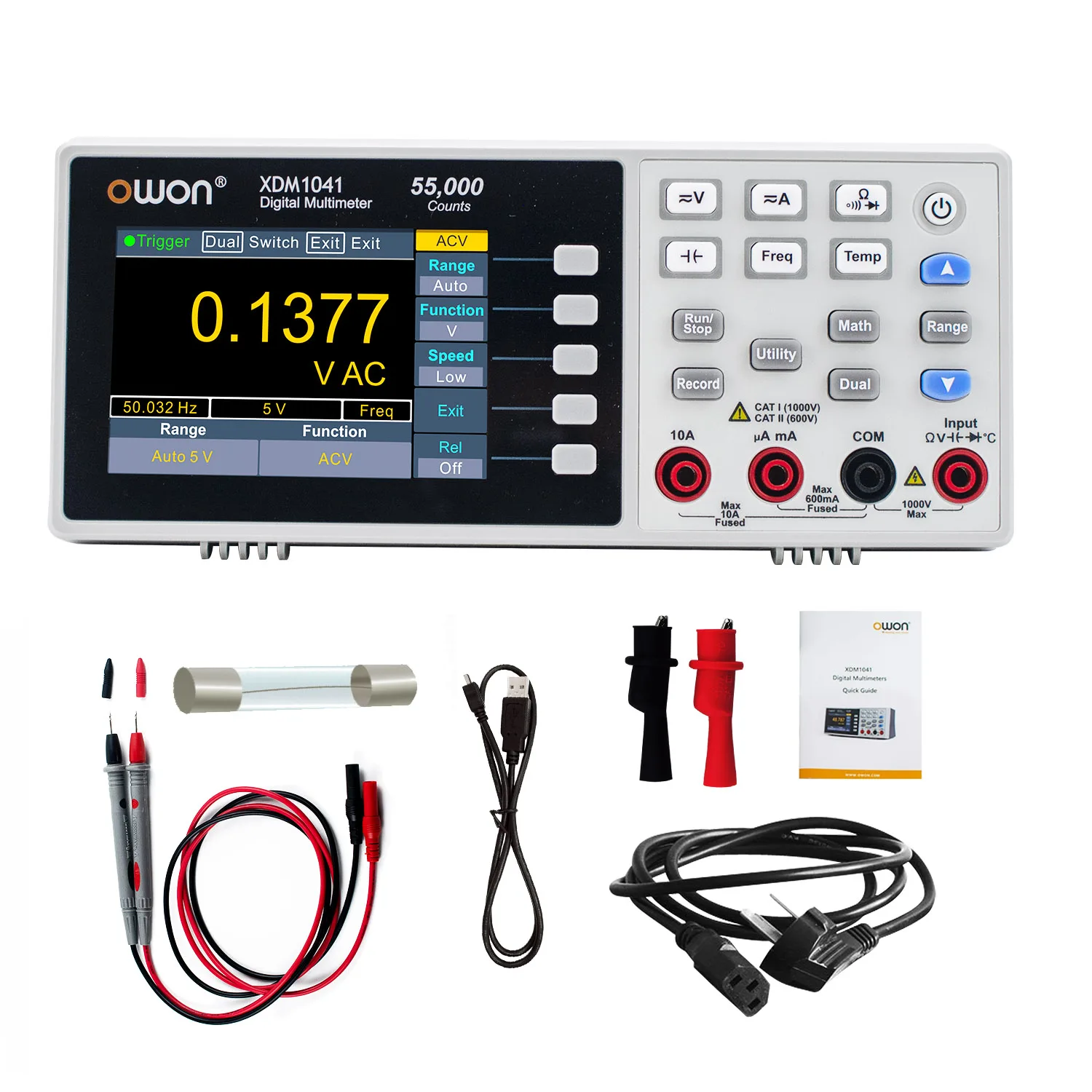 Multímetro Digital OWON XDM1041 con Puerto USB 4 1/2, Multímetro de Banco Portátil True RMS, Medidor de Corriente y Voltaje CC/CA, Probador USB SCPI