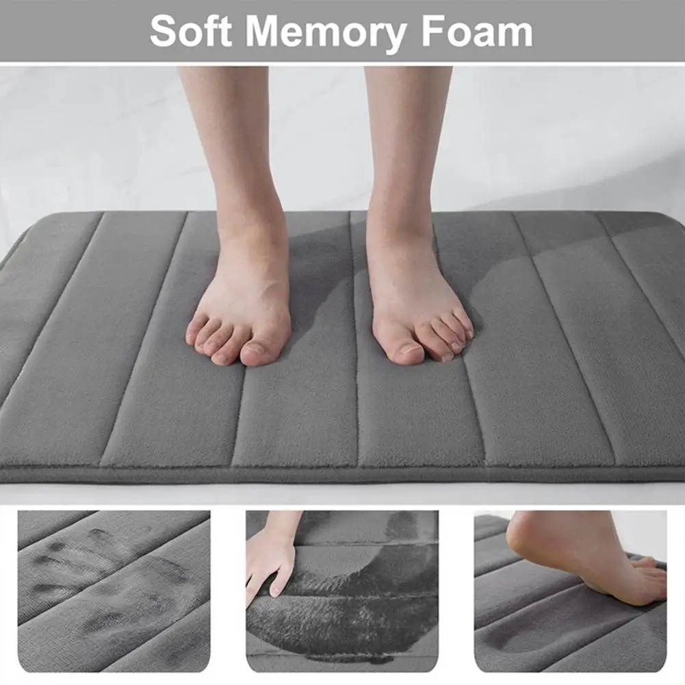 Soft Coral Velvet Shower Mat Thickened Soft Carpet Memory Foam Anti-slip Doormat for Indoor Entryway Thick Water for Room