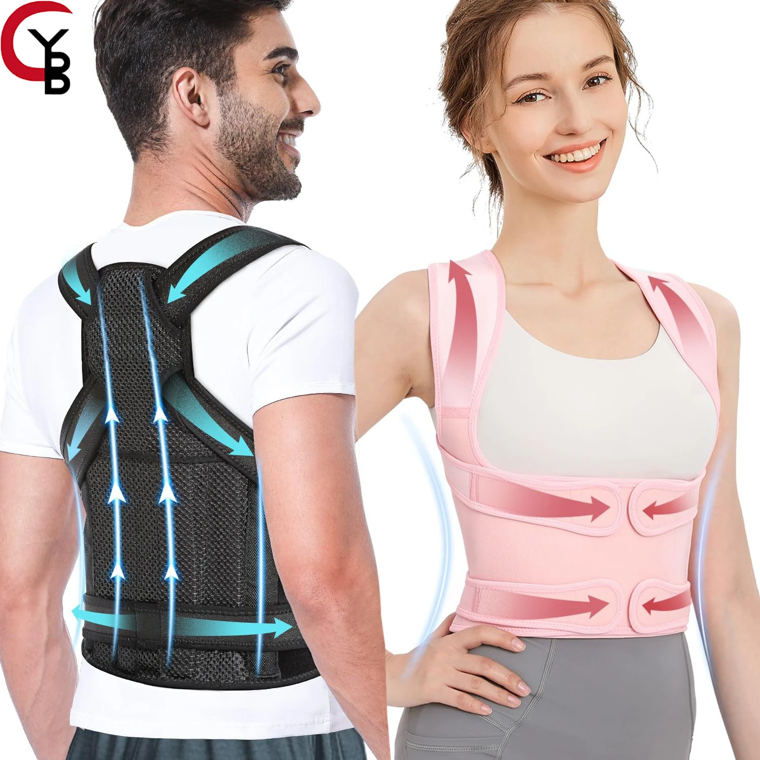 Upper&Lower Back Brace Posture Corrector: Shoulder Straightener Adjustable Support Pain Relief - Scoliosis Hunchback Hump