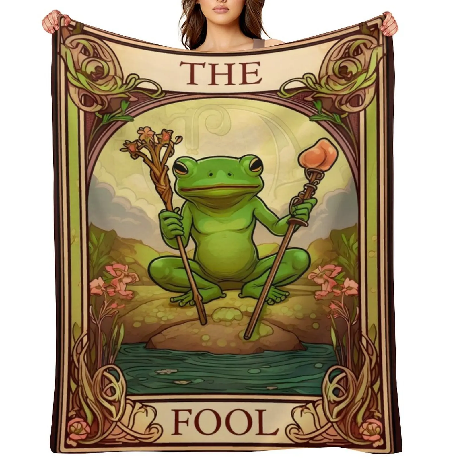 Froggy Tarot: The Playful Path of The Fool Throw Blanket Luxury St Baby Summer Beddings Furry Blankets