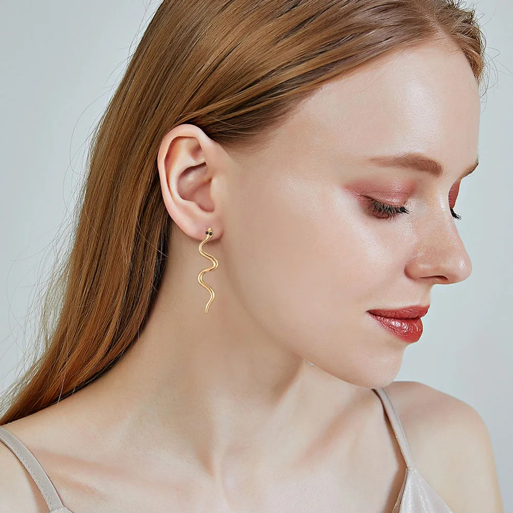 

1Pair Snake Earrings Creative Unique Design Women Trendy Fashion Statement Jewelry Cool Earrings Snake Jewelry