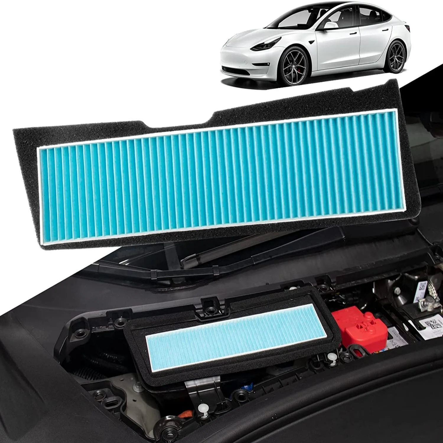 For Tesla Model 3 /3 Highland 2021-2025 Car External Air Inlet Built-in External Filter Element and Air Inlet Protective Cover