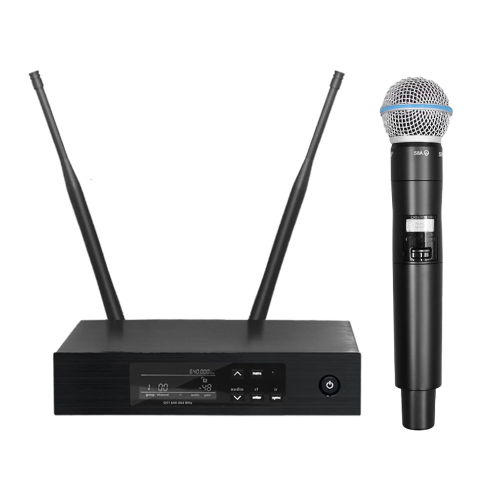 

QLXD4 Black Rechargeable Wireless Lapel Mic System UHF True Diversity For Live Performance Broadcasting And Conferences