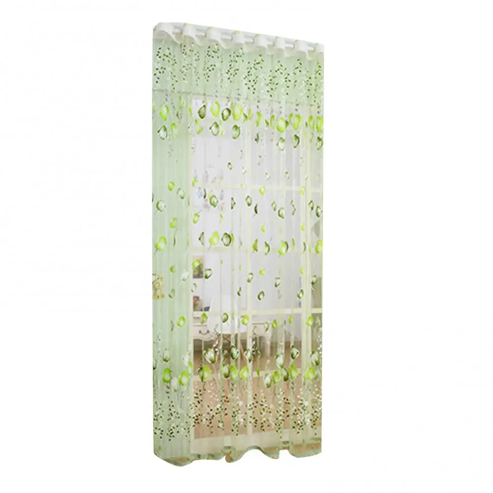 Tulip Flower Voile Curtain Drape Panel Room Sheer Home Door Window Decoration