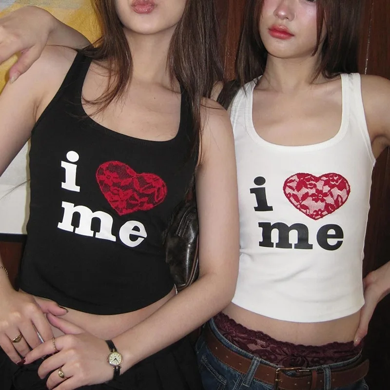 

Y2K Harajuku Women's Tank Top, Garbage Nickel T-shirt, Gothic Fashion, Love Letter Printing, Emo e-girl Tank Top, Summer Clothin