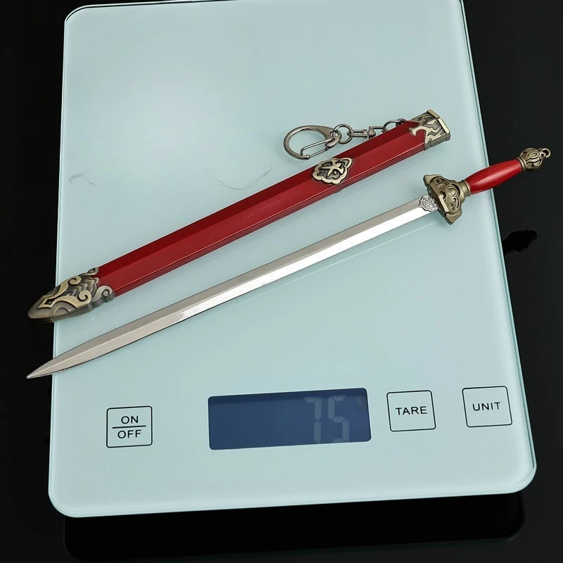 22 CM Chinese Oude Zwaard Yue Nv Blade Koud Wapen Metalen Ambachtelijke Model Collectible Bureau Ornamenten Creatief Cadeau voor Jongen Jongen Speelgoed