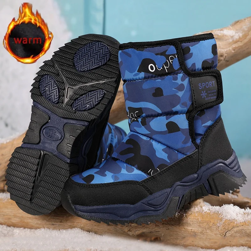 

Winter Children's Wide-toe Barefoot Snow Boots Waterproof Winter Sneakers Non slip Warm Cotton Boots Boys Girls Snow Boots