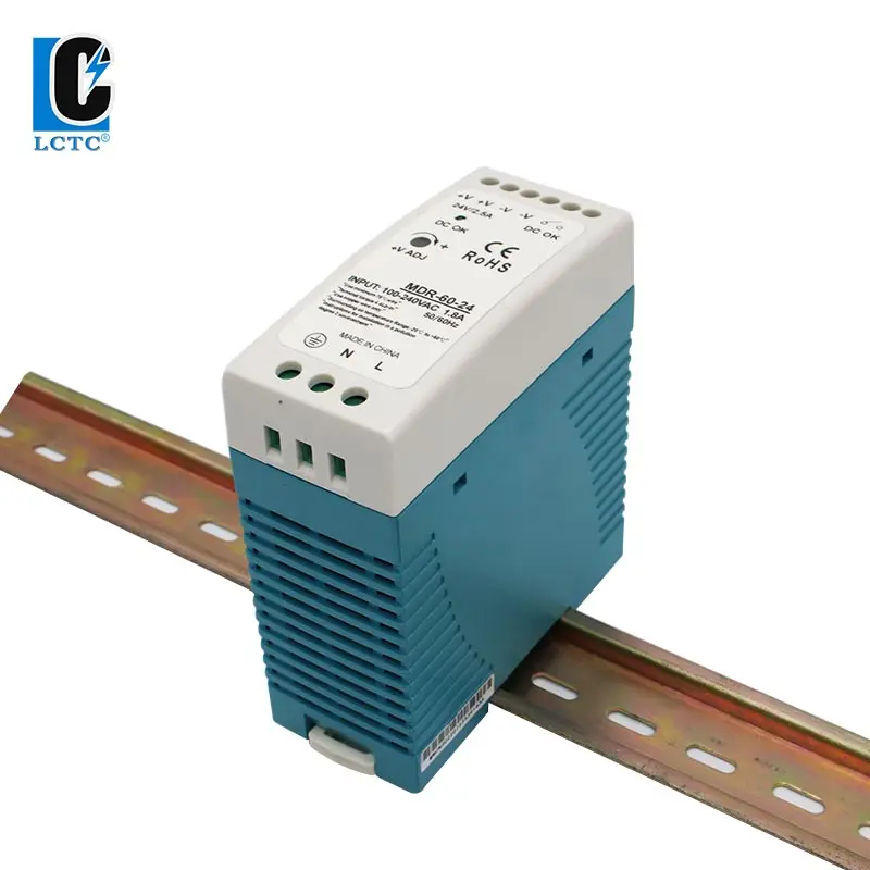 60W DC 5V 12V 24V 48V Tensione di uscita 1.25A 2.5A 5A 10A MDR-60 Tipo su guida Trasformatore di alimentazione a commutazione