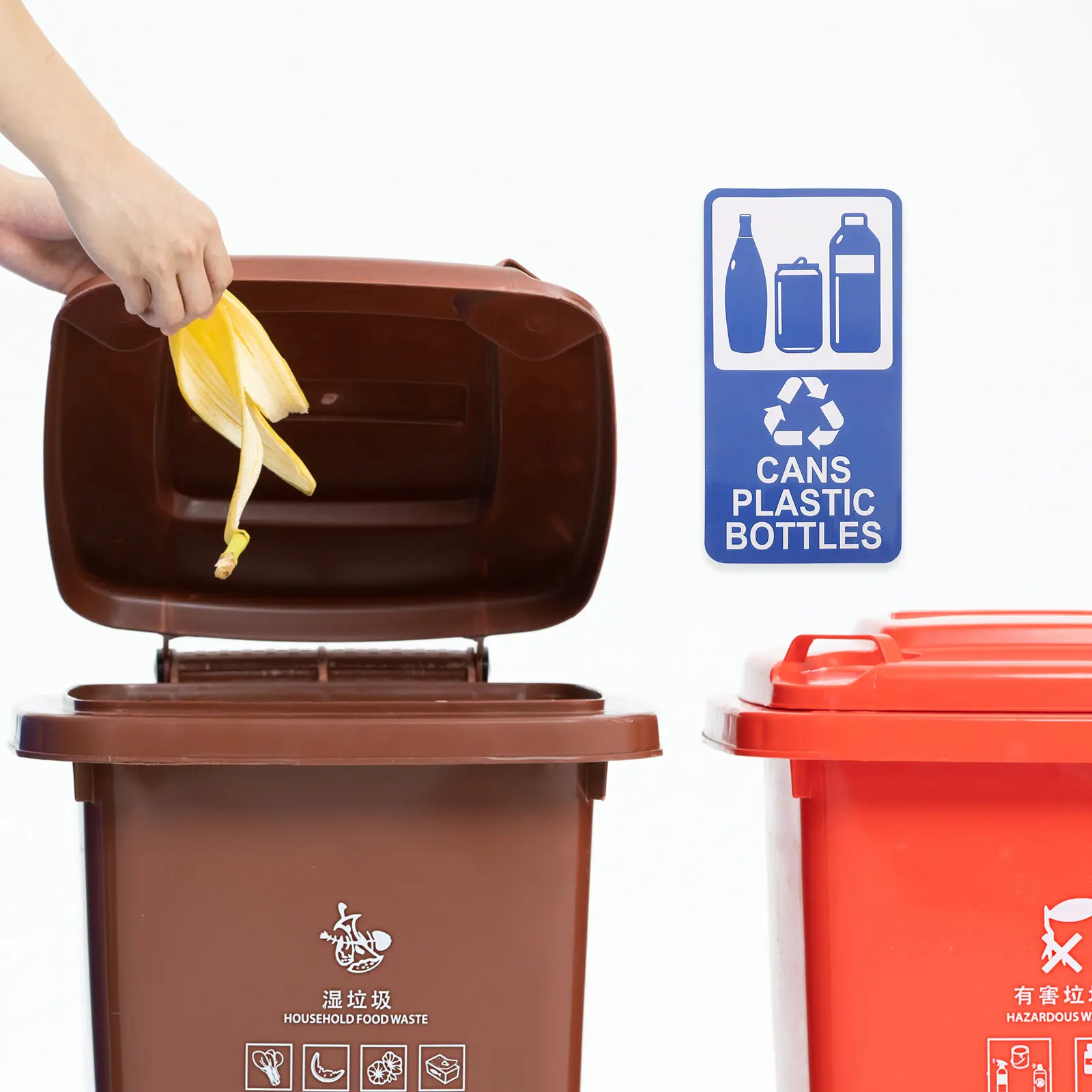 

6Pcs Trash Can Recycling Stickers Waterproof Self Adhesive Vinyl Labels for Home Kitchen Office School Organization