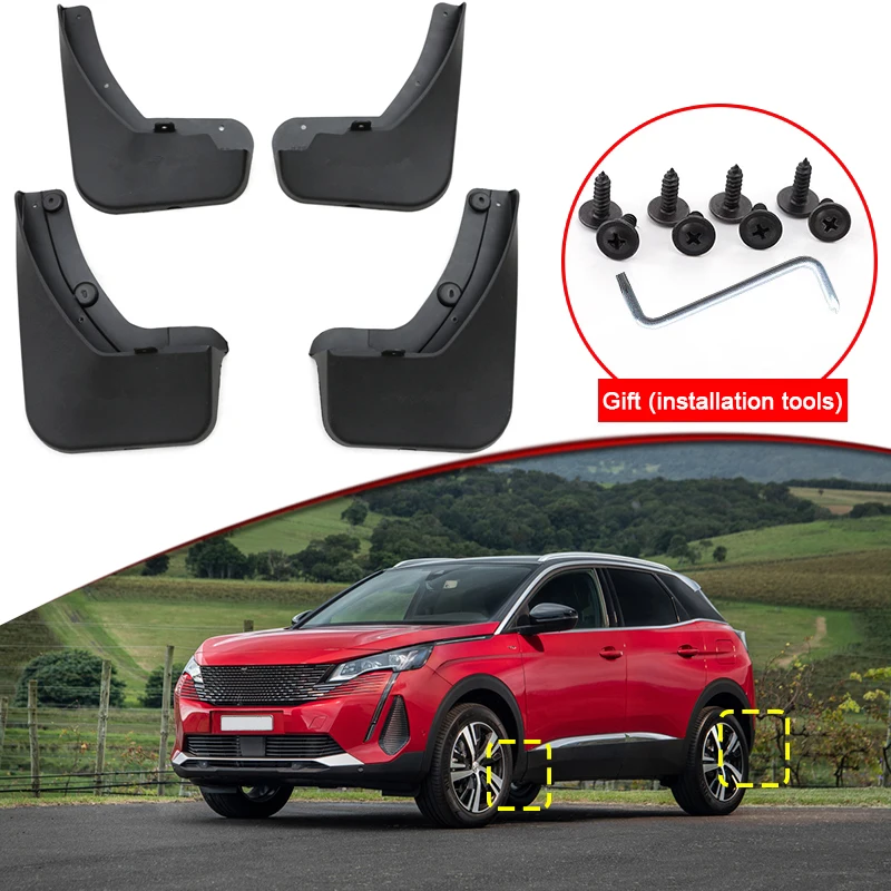 

Car Styling For Peugeot 3008 GT 2021-2023 ABS Car Mud Flaps Splash Guard Mudguards MudFlaps Front Rear Fender Auto Accessories