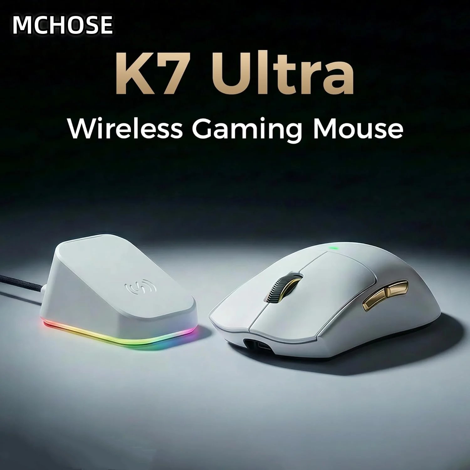 MCHOSE K7 울트라 무선 게이밍 마우스 PAW3950 경량 듀얼 8K 폴링 레이트 무선 충전 도크 e스포츠 사무용 마우스