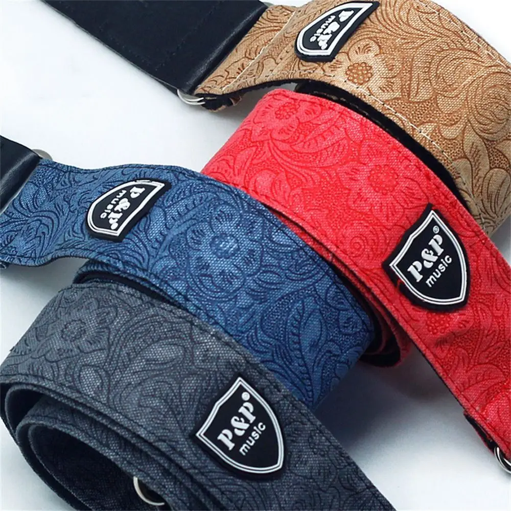 Adjustable Guitar Strap Vintage Embossed Electric Guitar Belts Widening Retro Style Acoustic Guitar Strap Guitar Accessories