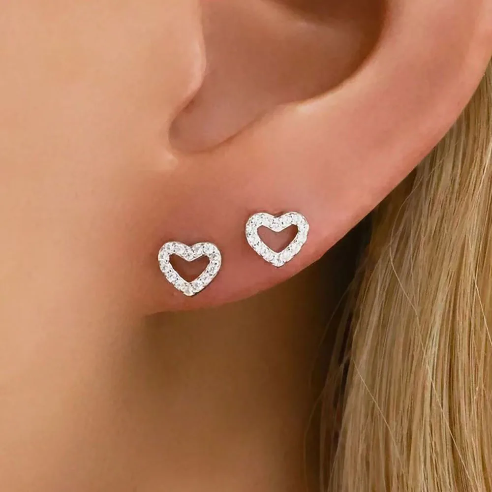 1 пара серег-гвоздиков в форме сердца с цирконием из нержавеющей стали для женщин, винтажные серьги-гвоздики золотого цвета в форме сердца, свадебные ювелирные изделия на день Святого Валентина, подарок 1 пара серег-гвоздиков в форме сердца с цирконием из нержавеющей стали для женщин, винтажные серьги-гвоздики золотого цвета в форме сердца, свадебные ювелирные изделия на день Святого Валентина, подарок