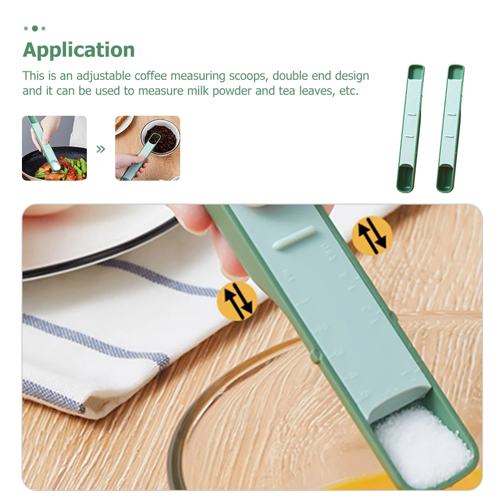 

2Pcs Double Measuring Spoon Adjustable Stackable Plastic Coffee Powder Scoop Milk Powder Spoon Milk Kitchen Tool