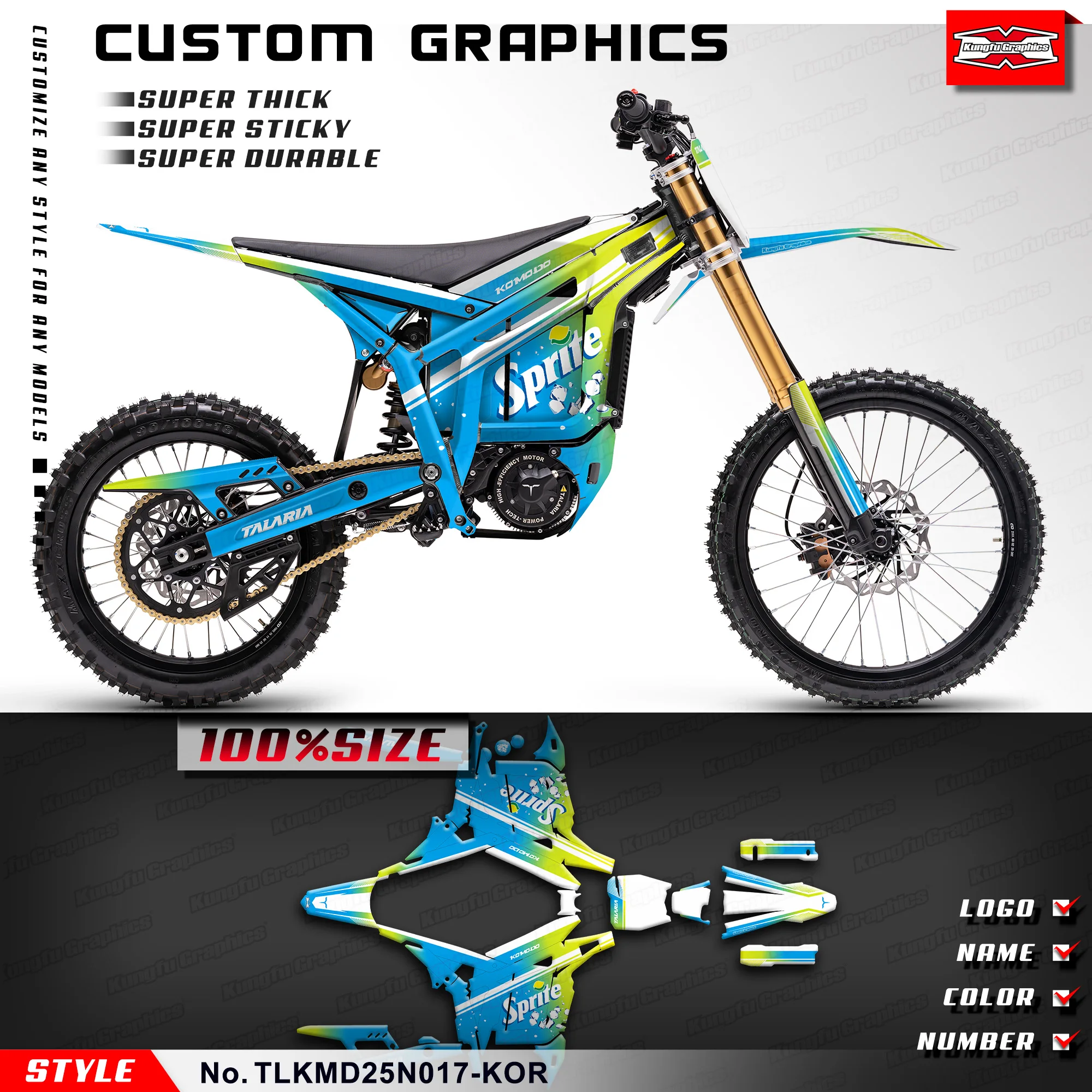 

KUNGFU GRAPHICS индивидуальная клейкая наклейка виниловая графика для TALARIA KOMODO, аксессуары, TLKMD25N017-KOR