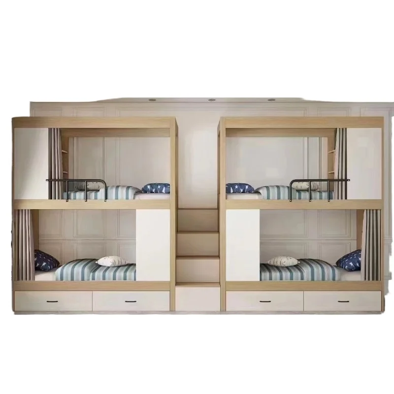 School dormitory space capsule upper and lower beds, high and low bunk beds