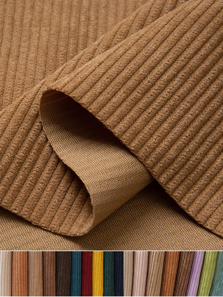 Tela de pana de nailon y poliéster de terciopelo a rayas de color sólido para coser abrigos y ropa para tapicería de medio metro