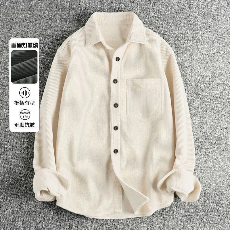 

Autumn and Spring Fashion Solid Color American Vintage Long Sleeve Shirt Men's Casual Loose Comfortable Sports Plus Size Shirt