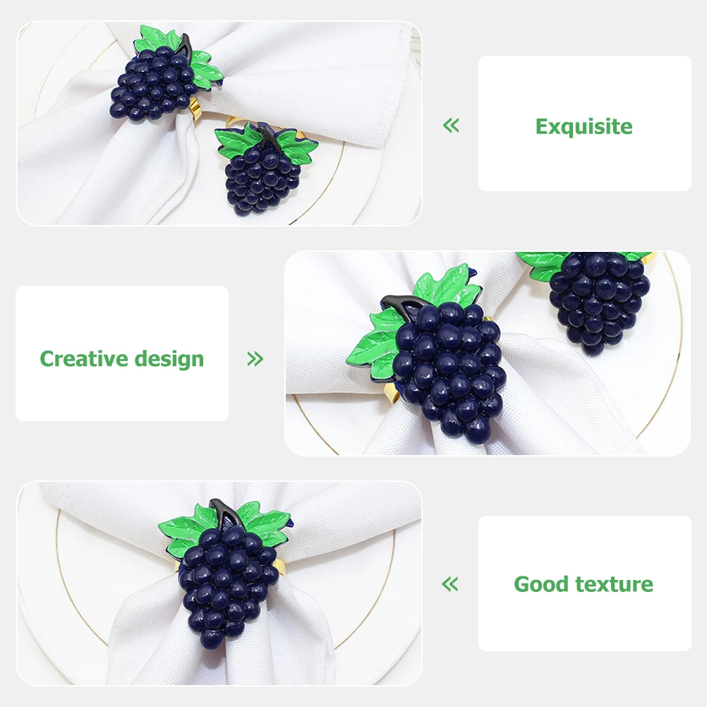 

4 Pcs Elegant Fruit Napkin Ring Decor Alloy Napkin Clasps Table Centerpiece Accessories
