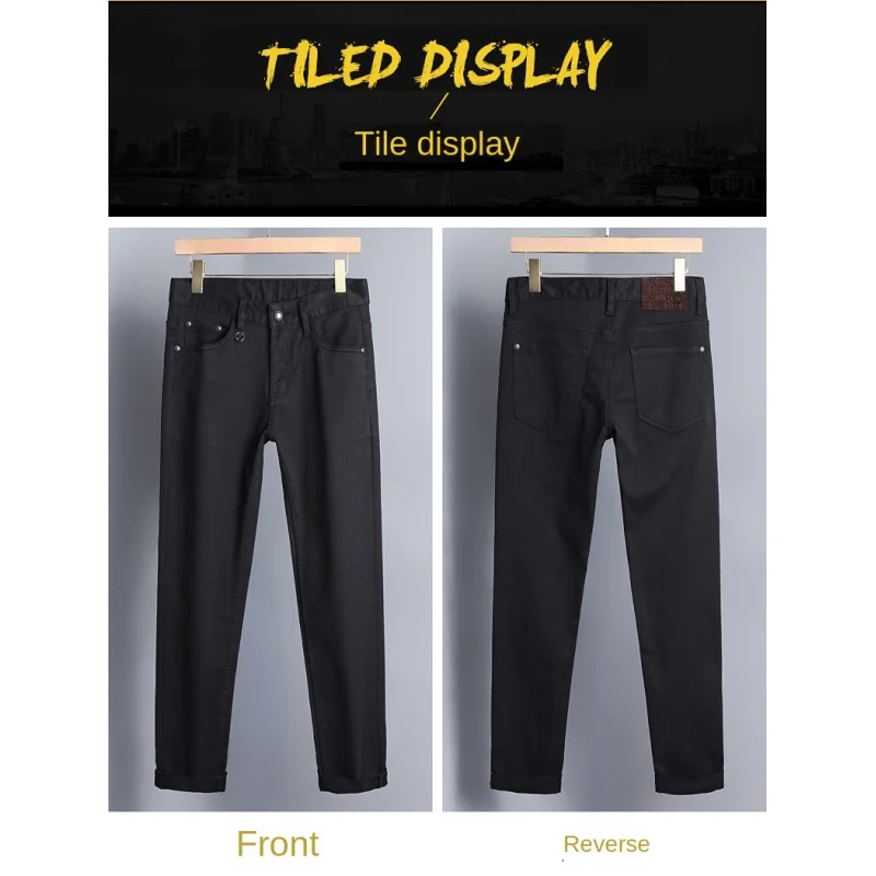 High-end European goods tide brand jeans men fall new washed black Slim straight elastic long pants ropa de hombre