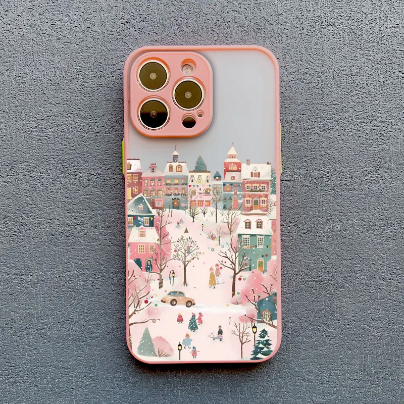Ins Cartoon-Weihnachtsstil-Telefonhülle für iPhone 17 16 Pro Max 15 14 13 12 11 Pro Max XR XS X 16 Plus Straßenbild-Telefonabdeckungen – Detail 3