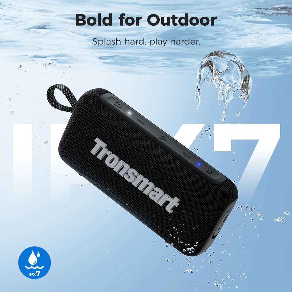 مكبر صوت Tronsmart Trip 2 سماعات بلوتوث لاسلكية مع جهير محسن، مقاوم للماء IPX7، وقت تشغيل 20 ساعة، للتخييم، في الهواء الطلق