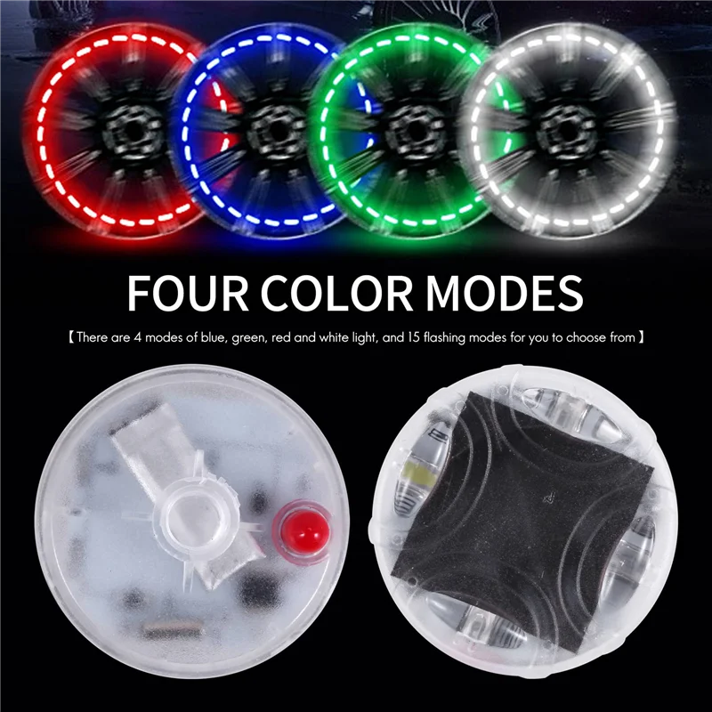 A40Z-4Pcs Solar Car Tire Wheel Lights LED Tire Air Valve Cap Light Motion Sensors Flashing Colorful Gas Nozzle Cap Tire Light