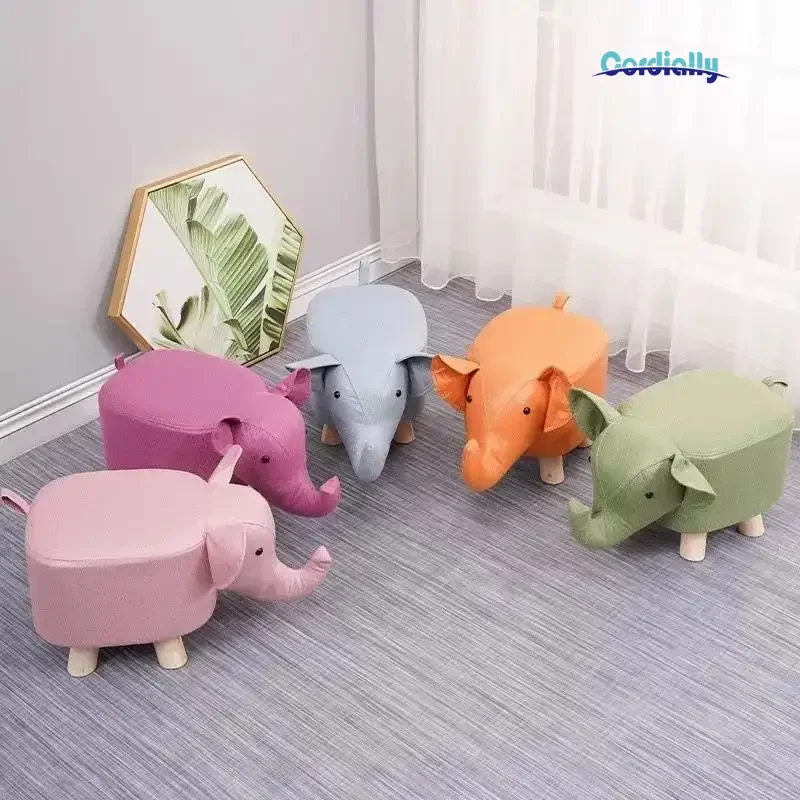 Home Elephant Footrest Seat Hallway Living Room Nordic Interior Low Stool Cartoon Wooden Office Designer Furniture