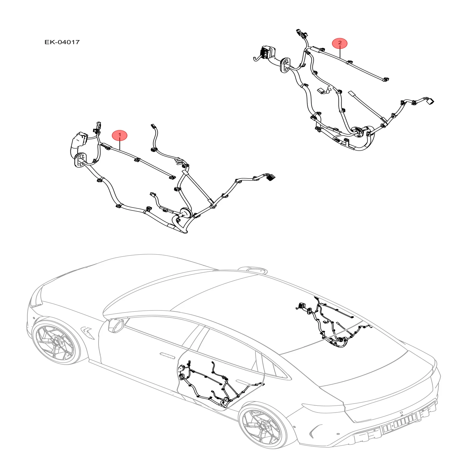 For BYD SEAL Rear Door Harness EKED-4002300A EKED-4002400A Left and Right