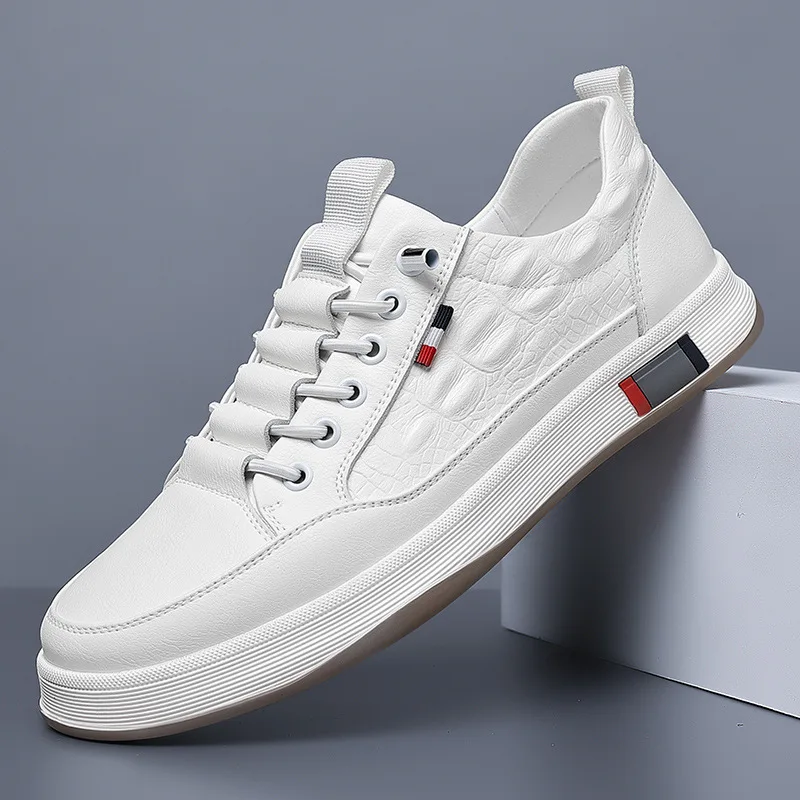 

Новая модная мужская повседневная обувь из натуральной кожи, туфли для скейтбординга на плоской подошве с принтом аллигатора, трендовые кроссовки на шнуровке