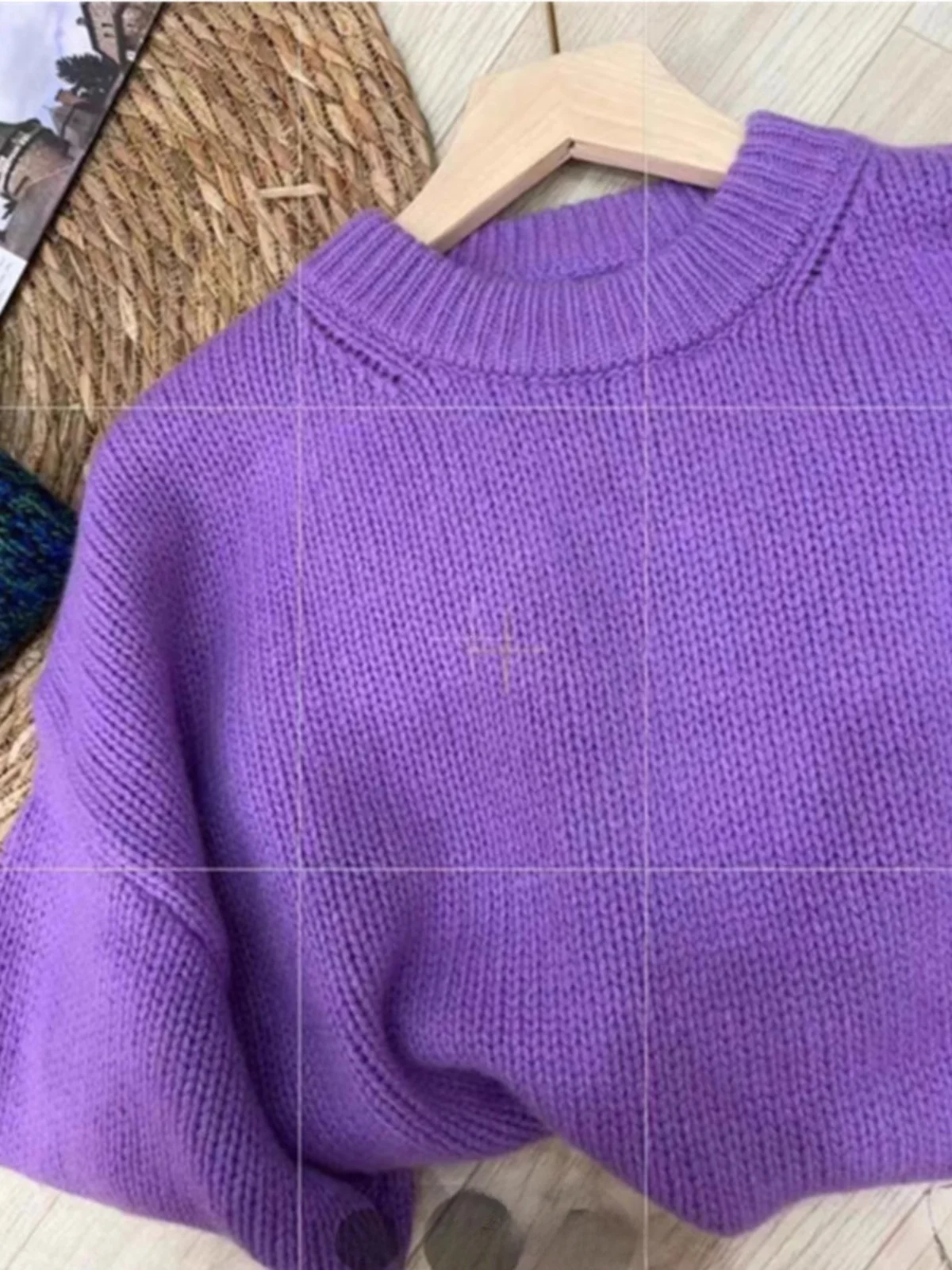 

Korean Style Lazy Beautiful Purple Knitted Sweater Women Autumn Winter Soft Cozy Overhead Pullover Warmth Feels Regular Fit