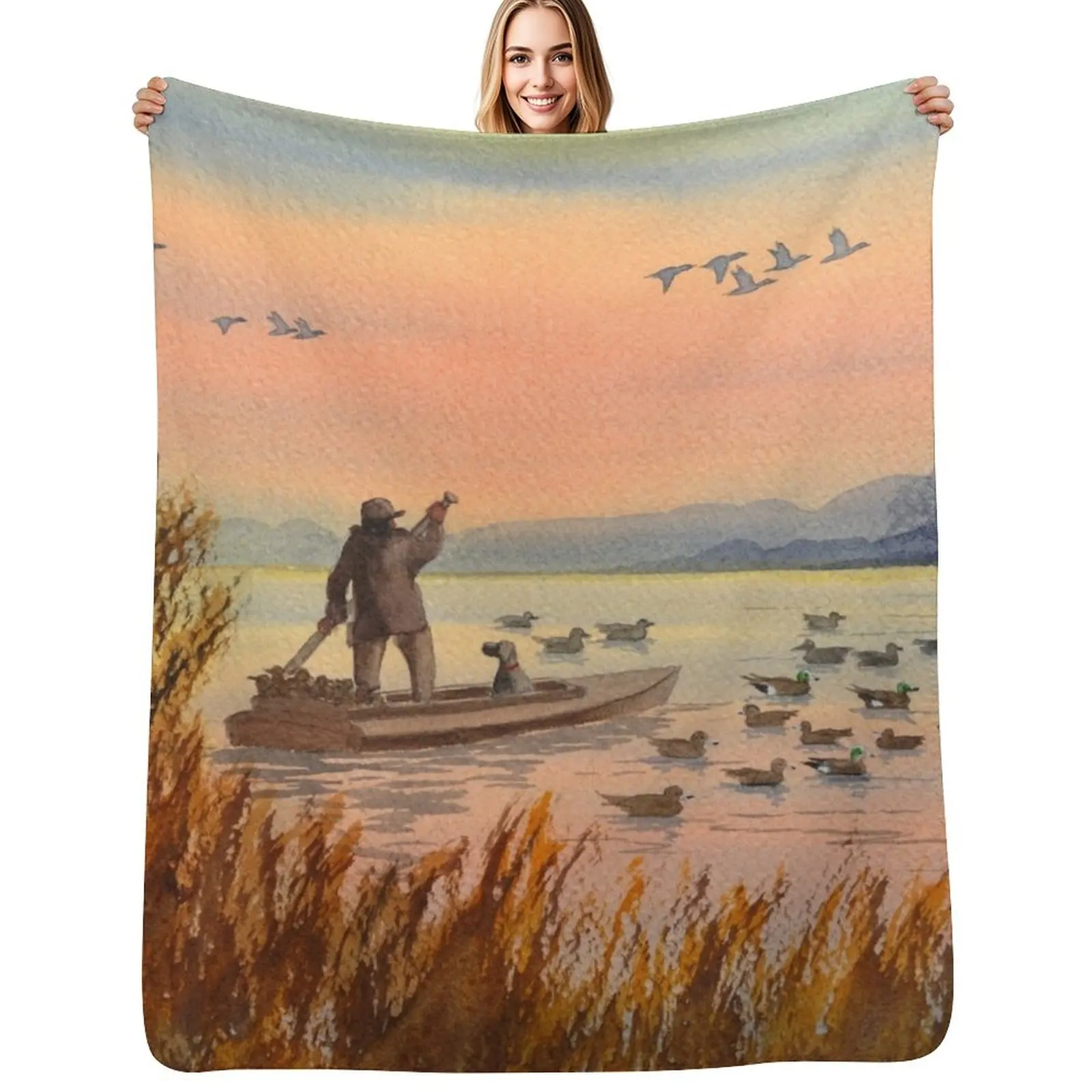 Duck Hunting On A Perfect Day Throw Blanket Fuzzy Plush Throw Blanket for Sofa Chair