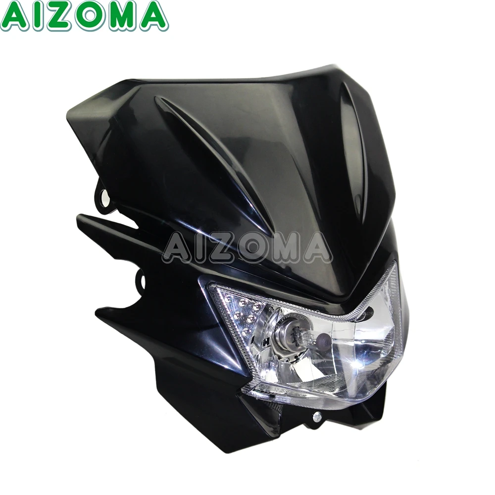 Street Bike Motorcycle Headlight Front Head Lamp Fairing Black For Honda Suzuki Kawasaki KSR KLX KLR KX 110 125 150 250 650