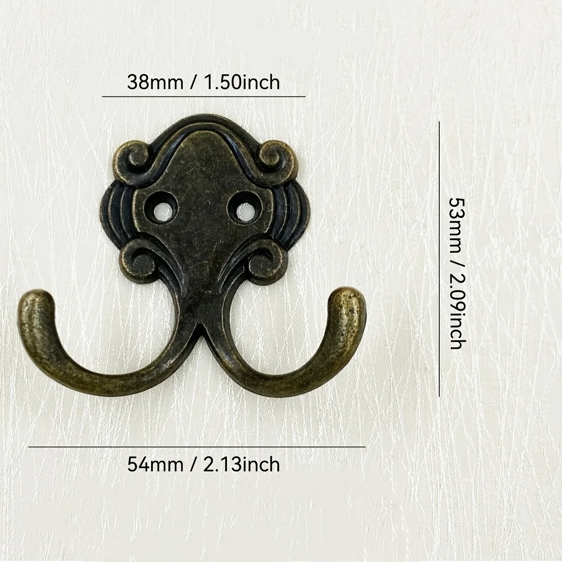 3 Zinc Alloy Double Hooks with Screws, Black/Bronze Color, Wardrobe Hangers, Hat Hooks, Wall Hooks