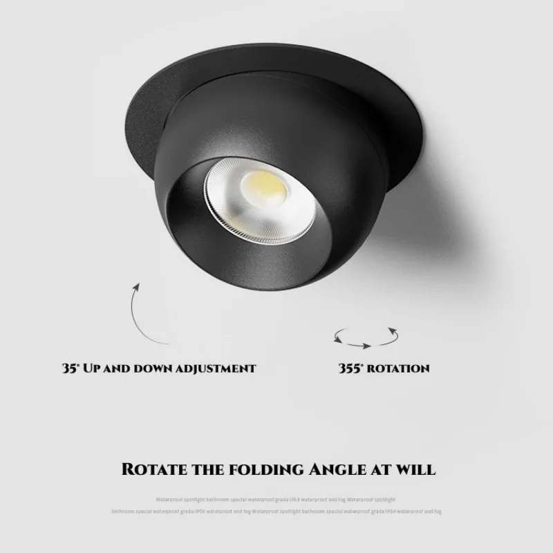 Round 355 Angle Rotate Dimmable LED COB Recessed Downlight 7W 9W 12W Ceiling Spot Light Pic Background For Indooor Living Room