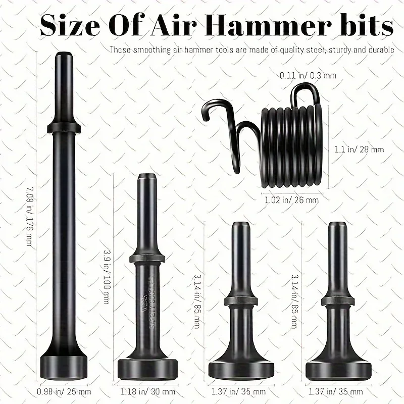 Air Hammer Bits for Shovel Cutting Excavation Smoothing Pneumatic Air Hammer Accessories Head Pneumatic Air Chisel Bits 5pcs Kit