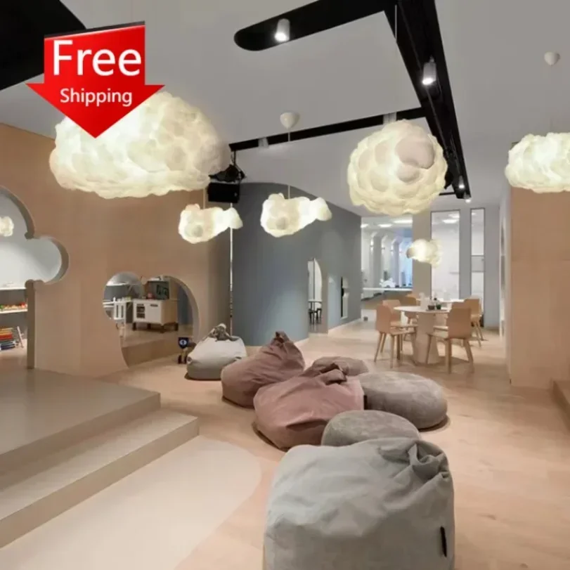 Modern Cloud Pendant Lighting for Shop Restaurant Hanging Lamp Cotton Decoration Ceiling Chandeliers Kids Children Decor Novelty