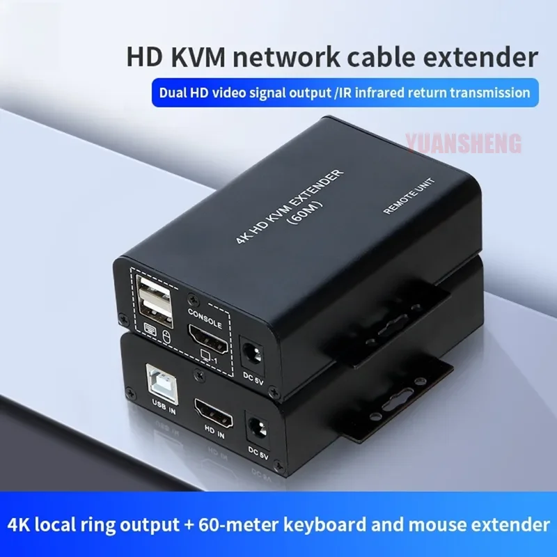 

60M 4K 30HZ HDMI-совместимый KVM-удлинитель через RJ45 CAT5e CAT6 Ethernet сетевой кабель аудио-видео передатчик и приемник